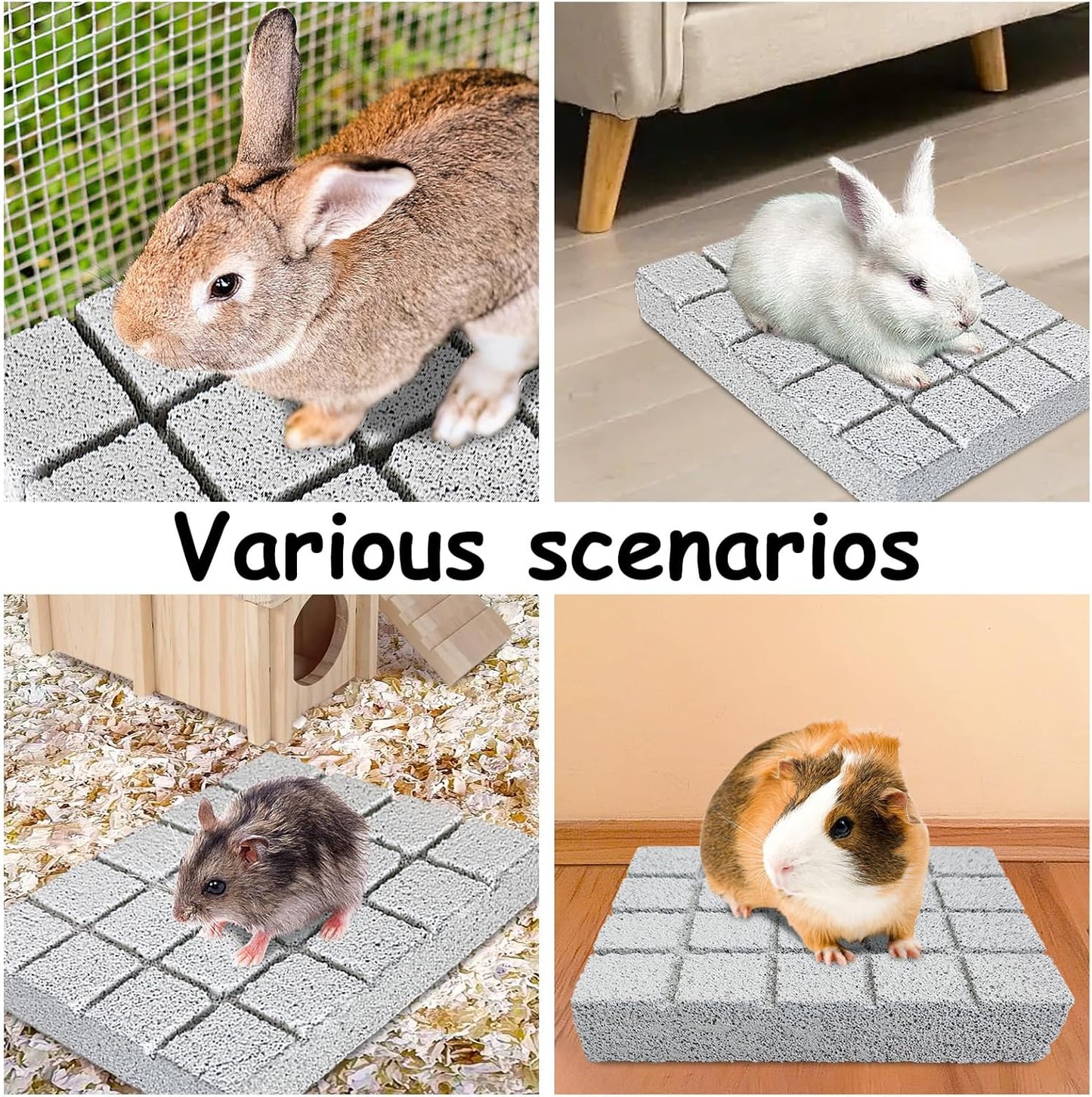 Hamiledyi 2PCS Rabbit Scratching Pads Bunny Lava Grinding Claw Pads Small Animal Foot Pads Hamster Scratch Board Chew Toys for Gerbil Chinchilla Hedgehog Guinea Pig Cage Accessories