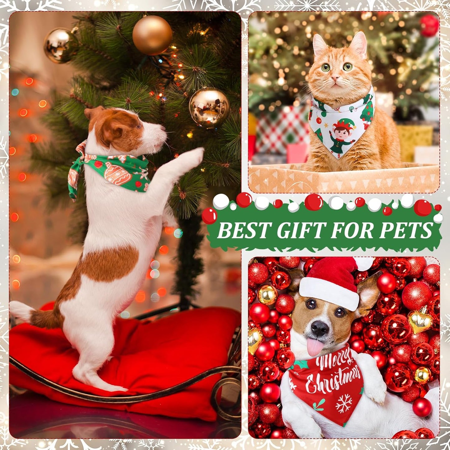 Abbylike 100 Pcs Christmas Dog Bandanas Bulk Xmas Bandanas for Dogs Triangle Kerchief Bibs Scarf Set for Pet Xmas Costume Photo Props Accessories Pet Shops Grooming, 25 Styles (25.6 x 17.7 x 17.7)