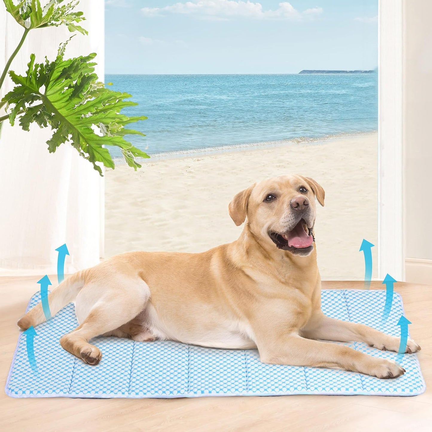 Dog Cooling Mat for Large Dogs - 41x27 Orthopedic Memory Foam Pet Pad for Summer, QMAX>0.5, Washable Premium Comfort Crate Pad for Your Furry Companion, Blue