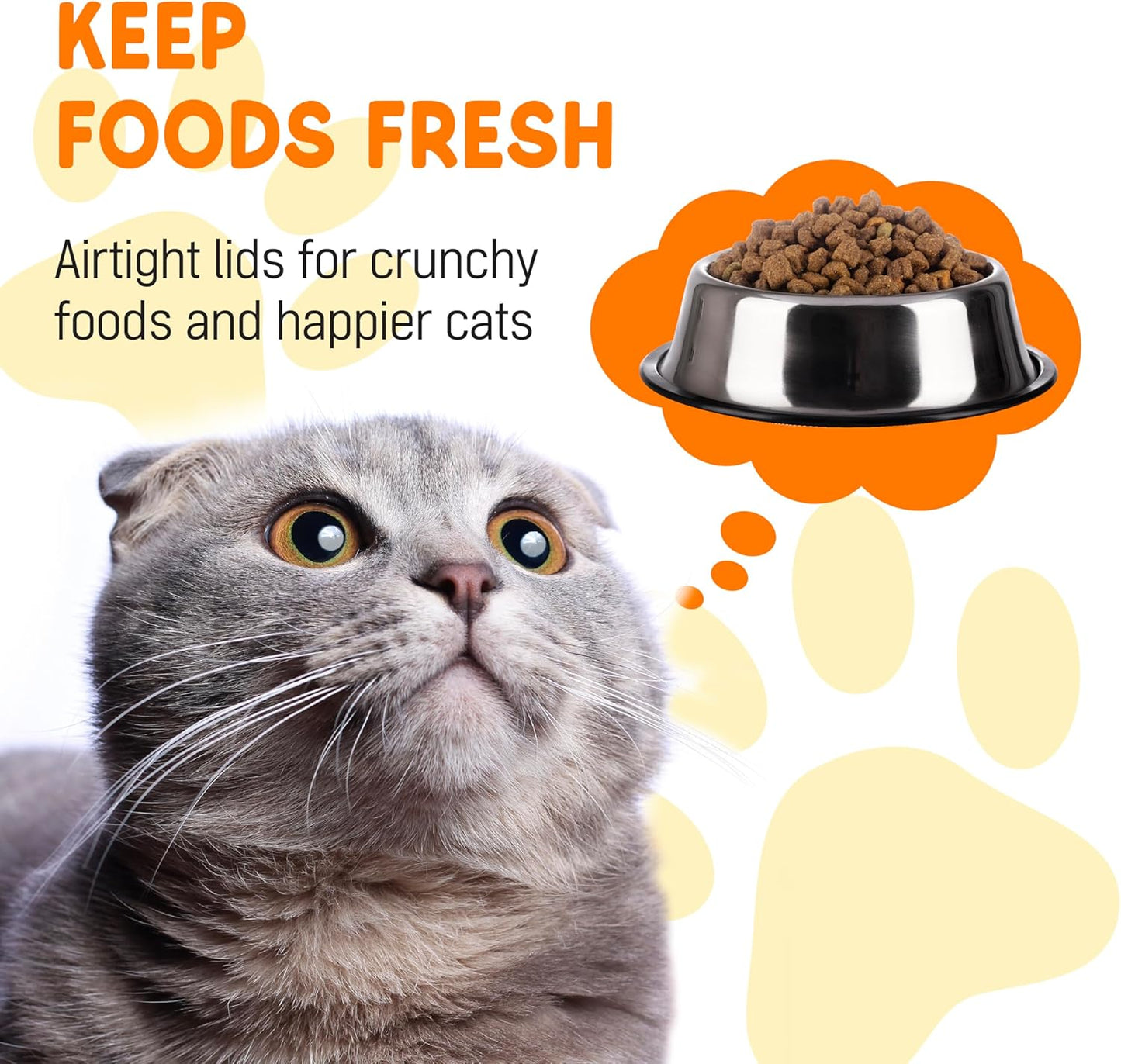 Calindiana Airtight Cat Food Storage Container with Bamboo Lid & Scoop – Farmhouse Cat Food Organizer, Gifts for Cat Lovers (Matte Black)