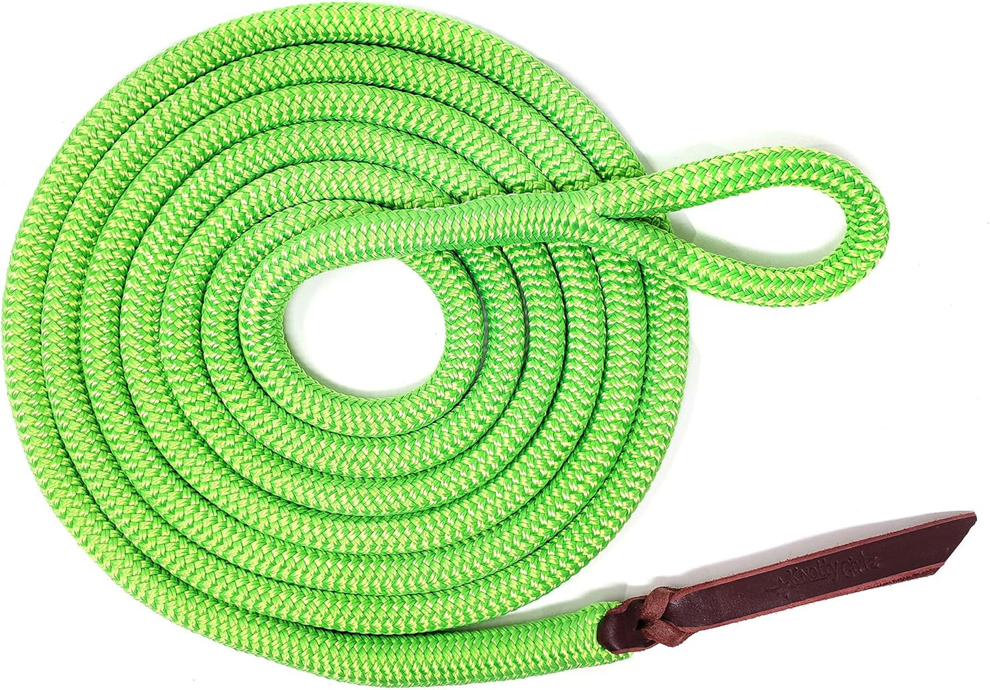 Double Braid Lead Rope with Eye Splice Loop, 12-14FT Lengths (Neon Green, 12 ft.)