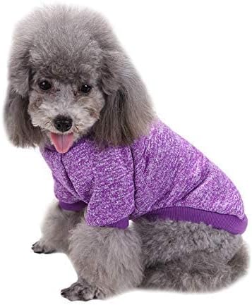 Jecikelon Dog Clothes Dogs Sweater Soft Puppies Clothing Winter Puppy Sweaters Warm Outfit for Dogs Small XXS XS Cat Apparel (Purple, M)