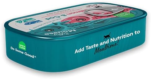 Open Farm, Canned Cat Food Topper, Silky Mousse Made with 95% Responsibly Sourced Icelandic Fish, Grain & Legume Free, Salmon & Cod Recipe, 3.17oz Cans (Pack of 17)