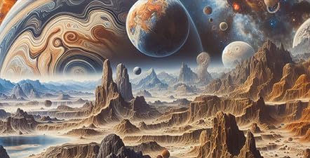 36X20IN Cosmic Spaceterrarium Background, Cool Parallel Space Themed Aquarium Reptile Habitat Background, Aquarium Background with 10EVA Double-Sided Tape