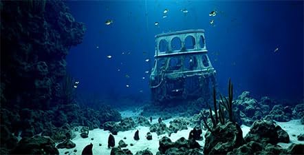 48X20IN Natural Underwater Aquarium Background, Pictures 3D Fish Reef Fish Tank Decoration Background, with 8 EVA Double-Sided Tape