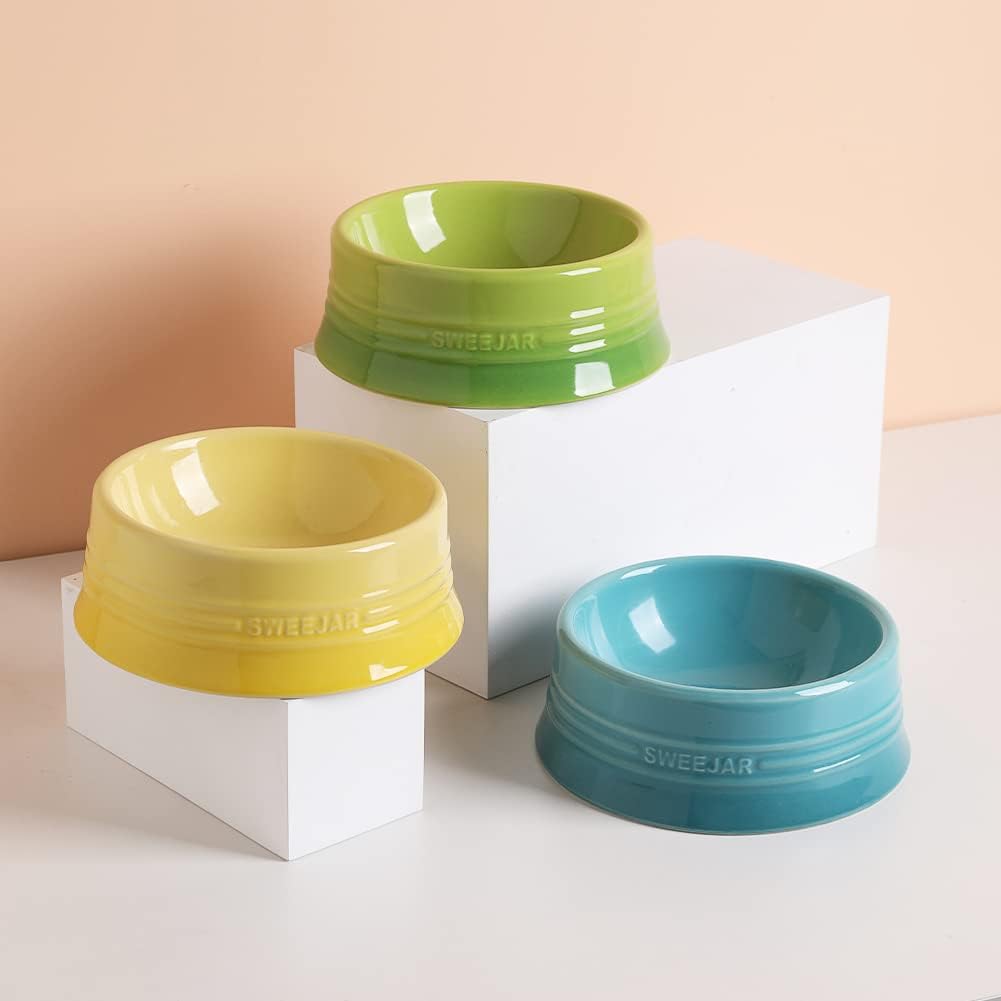 Sweejar Gradient Dog Bowl, Ceramic Dog Food Dish for Medium Dogs and Cat, Porcelain Pet Bowl for Food and Water 18 oz (Gradient Blue)