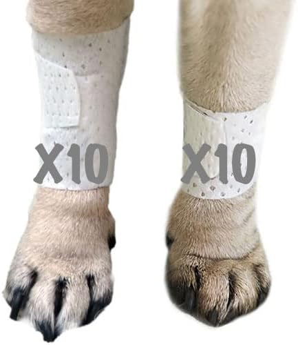 Basic Leg Bandages for Dogs, Cats, Pets -First- aid Non Adhesive Fur Friendly, Soft Stretch Wound Care, hot Spots, Fungus, Adjustable Fastening Strap Value Pack (Medium 20-Pack)