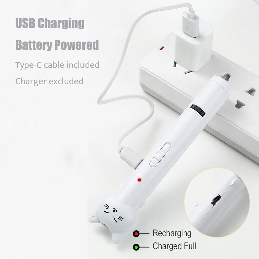 PARTSPOWER Laser Pointer Interative Cat Toy for Cats to Chase, Rechargeable Red Laser Light Pointer Exercises Training Tool for Kittens Cats Dogs (Green)