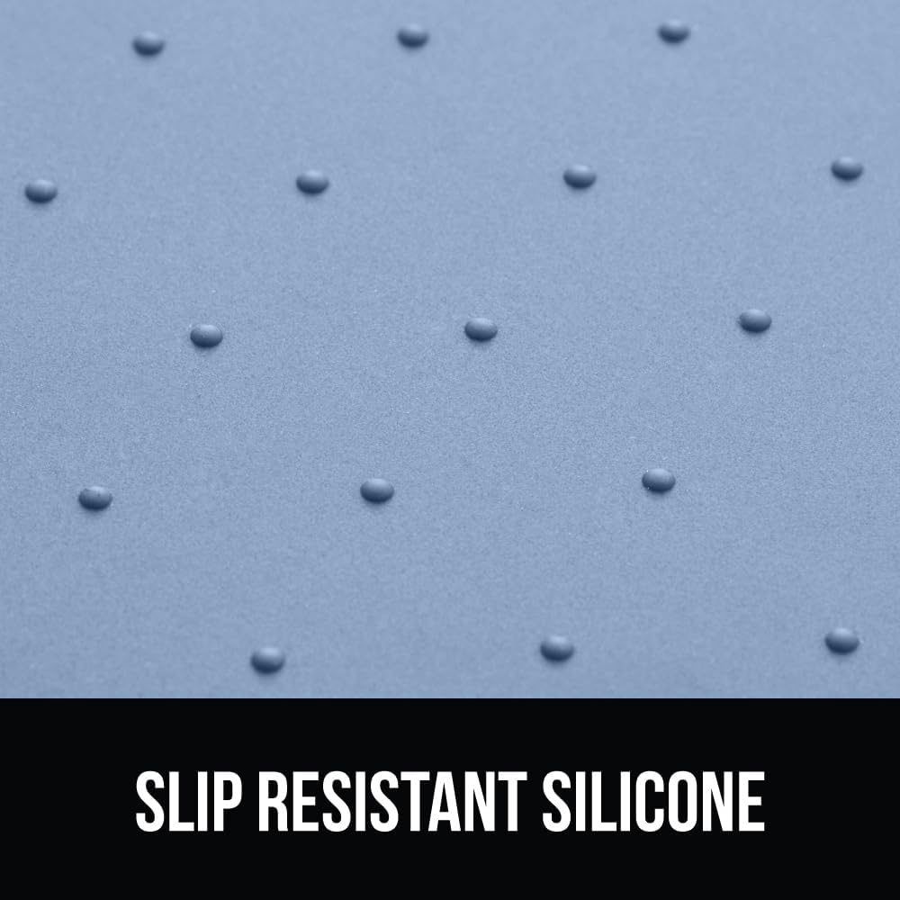 GORILLA GRIP 100% Waterproof Raised Edge BPA Free Silicone Pet Feeding Mat, Dog Cat Food Mats Contain Spills Protects Floors, Placemats for Cats and Dogs Water Bowl, Pets Accessories 18.5x11.5 Blue