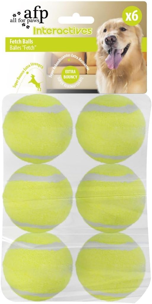 ALL FOR PAWS Dog Tennis Balls for Dogs, Great for Mini Ball Launcher, 6 Pack 2 Inch Tennis Balls