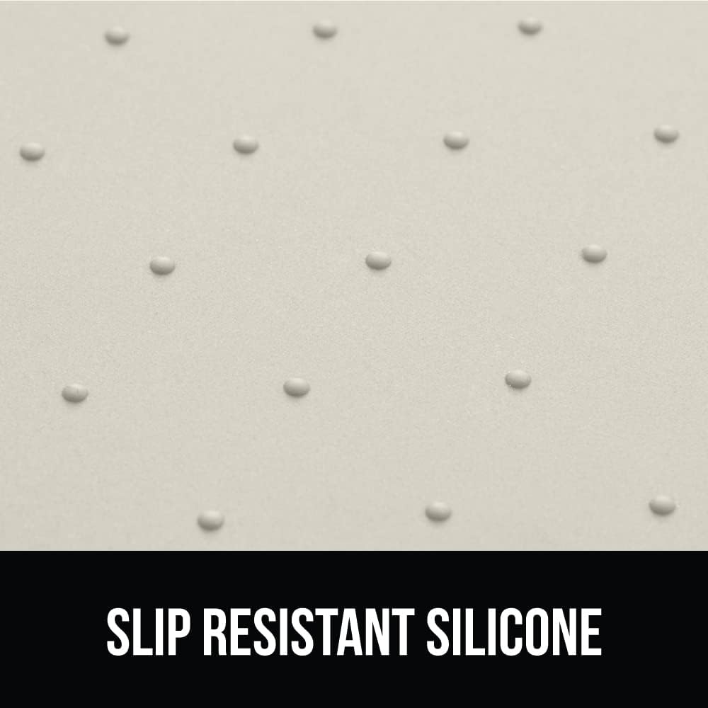 GORILLA GRIP 100% Waterproof Raised Edge BPA Free Silicone Pet Feeding Mat, Dog Cat Food Mats Contain Spills Protects Floors, Placemats for Cats and Dogs Water Bowl, Pets Accessories 23x15 Cream