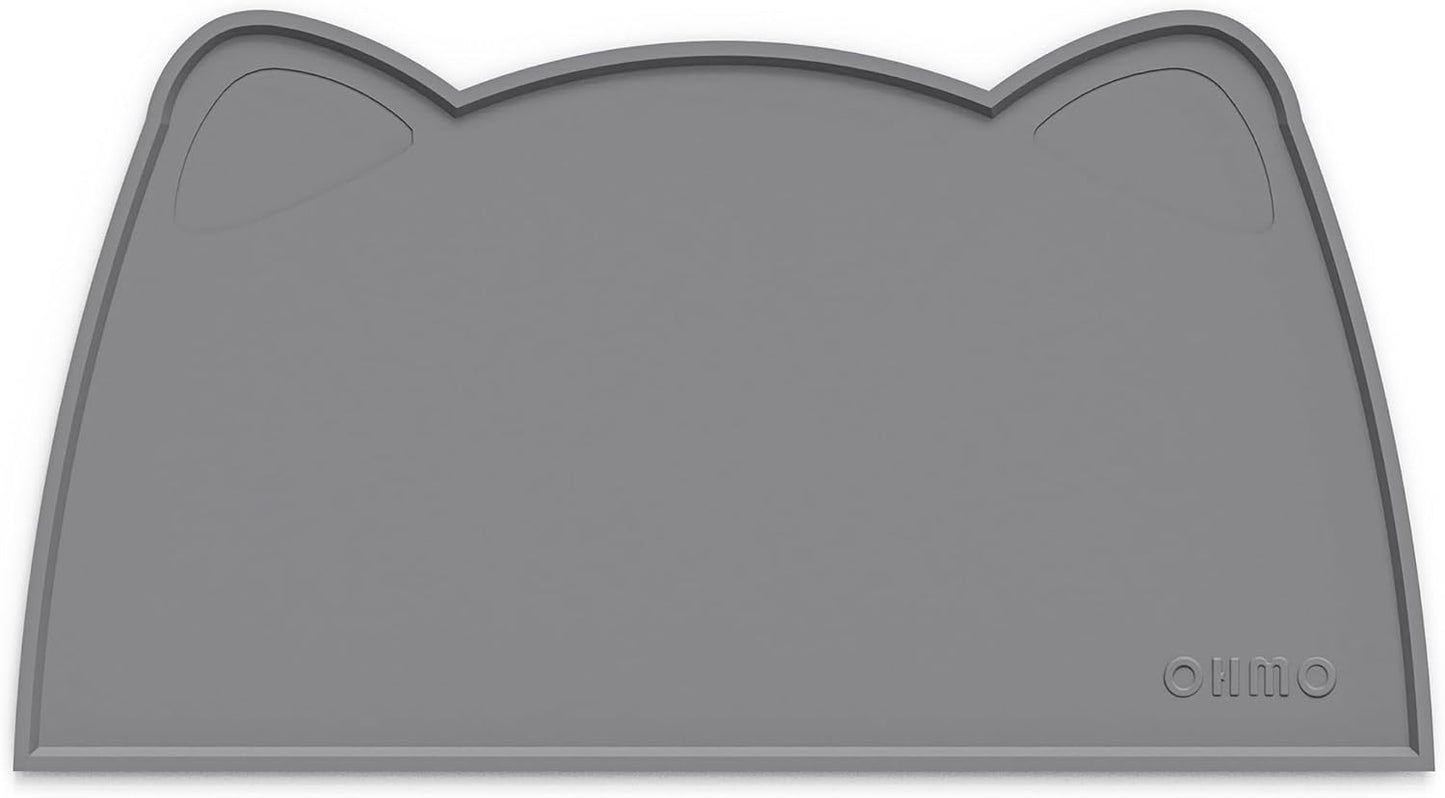 OHMO - Cat Food Mat, Silicone Pet Feeding Mat for Floor Non-Skid Waterproof Dog Water Bowl Tray, Easy to Clean Pet Placemat