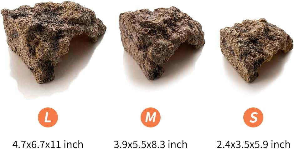 Reptile Simulation Rock Cave Hideouts Terrarium Habitat Décor Bearded Dragon Hideout for Turtles Lizards Snakes Crab (Medium)