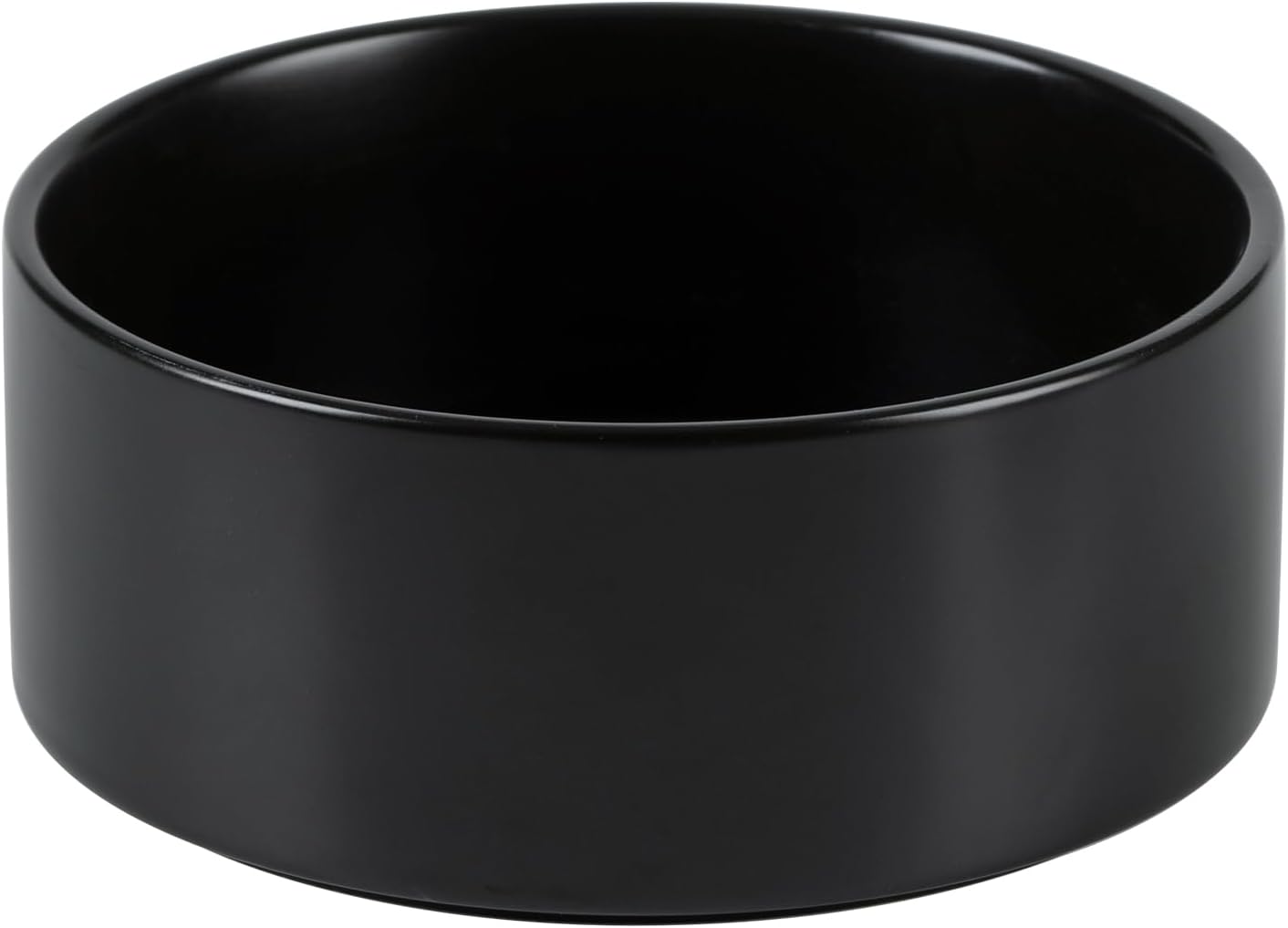 Ceramic Dog Bowl, Food and Water Bowl for Medium Breed Dog, Pet Bowl for Replacement (7.3 inch, Single Bowl, Black)