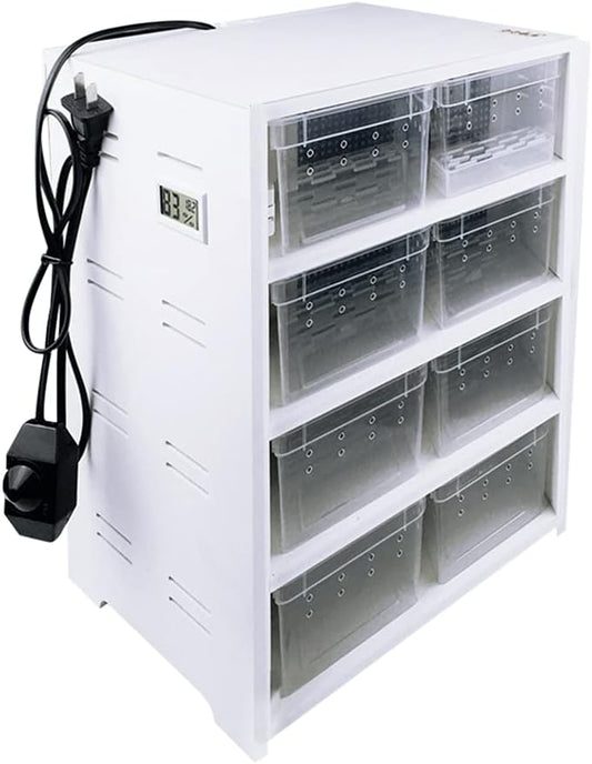8-Grid Acrylic Pet Breeding Box,Large Reptile Enclosure with Hygrometer&Heating Pad,Lizard Spider Snake Tortoise Cage Pet Snake Terrarium Tank Multipurpose Multipurpose Feeding Box,White.