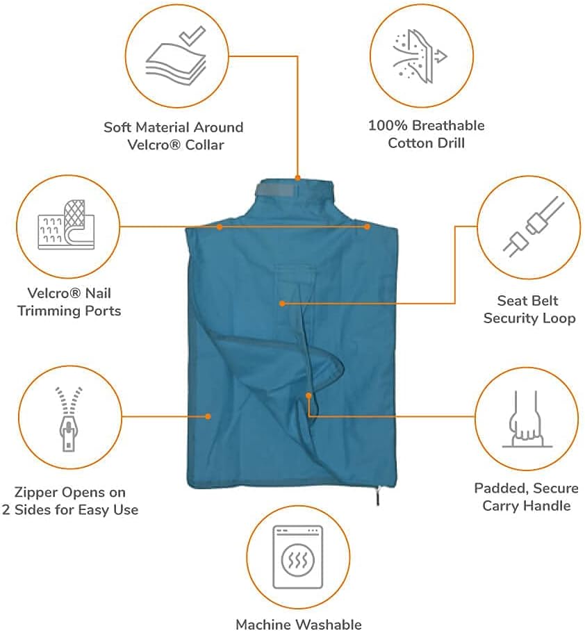 Cozy Comfort Carrier - X-Large Light Blue Cat Carrier and Cat Restraint Bag for Medication Administration, Grooming, Vet Visits, Dental Care, and Nail Trimming