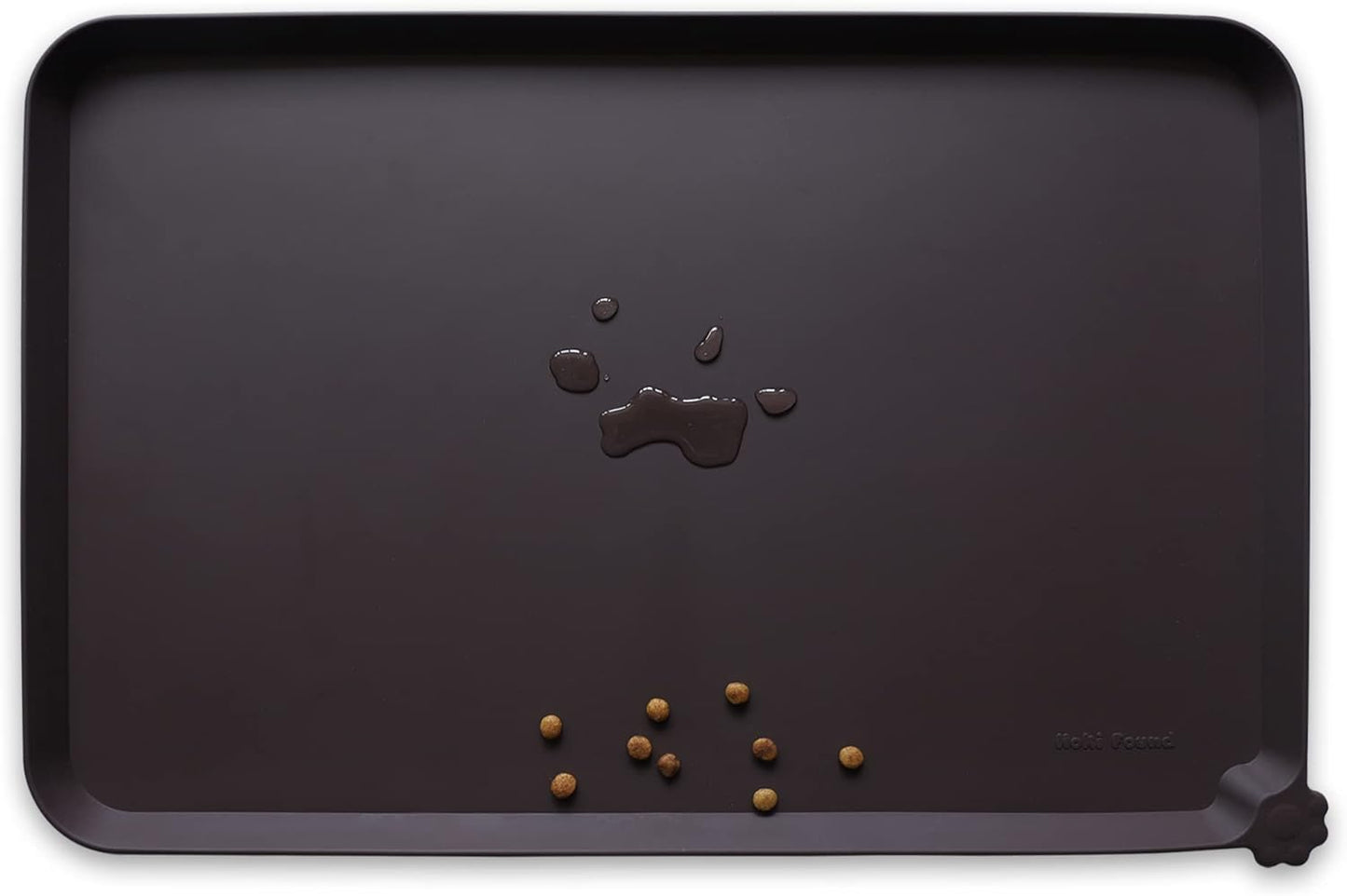 Hoki Found Silicone Pet Food Mats Tray - High-Lips Pet Dog Cat Bowl Mats - Pet Feeding Mat - Waterproof Dog Cat Food Mats -Pet Water Mats for Floors - Dark Oak