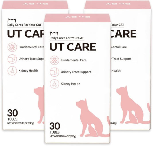 Dr.by UT Care Cat UTI Kidney Support Urinary Supplement Cranberry Treatment for Cats Renal Health with Pacran, Quercetin, Taurine lickable Formula Individually Packaged (3 Packs)