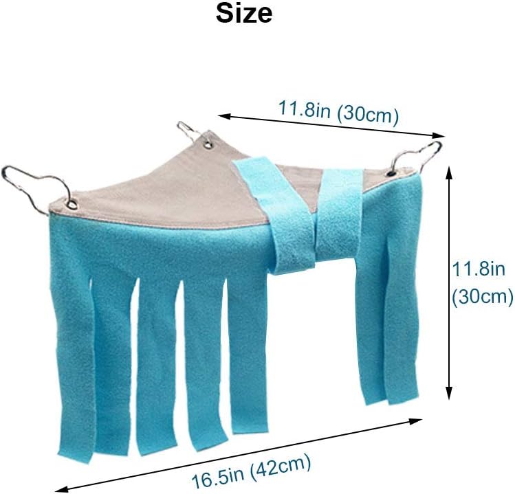 RIOUSSI Guinea Pig Hideout Hideaway Corner Fleece Toys Cage Accessories with Reversible Sides, Geo/Gray-Green+Blue, Pack of 2