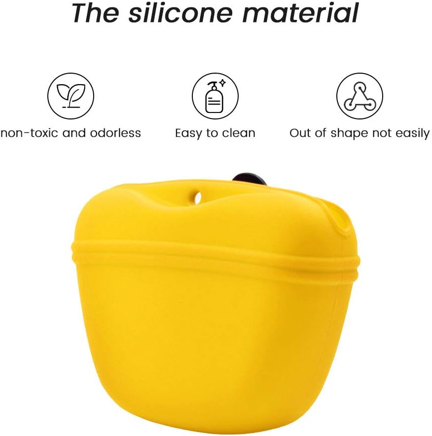 AUDWUD Silicone Dog Treat Pouch,Clip on Portable Training Container,Convenient Magnetic Buckle Closing and Waist Clip,No BPA