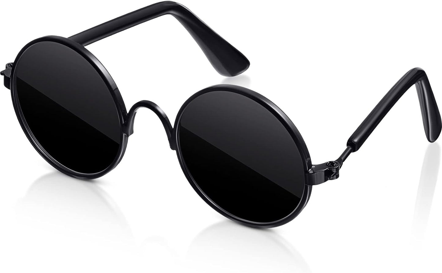 Dog Sunglasses Retro Pet Glasses Doll Glasses Classic Round Dog Glasses Metal Cat Puppy Eye Wear Hippie Costumes for Cats and Dogs, Photos Props Cosplay Party Costume (Black, Classic Style)