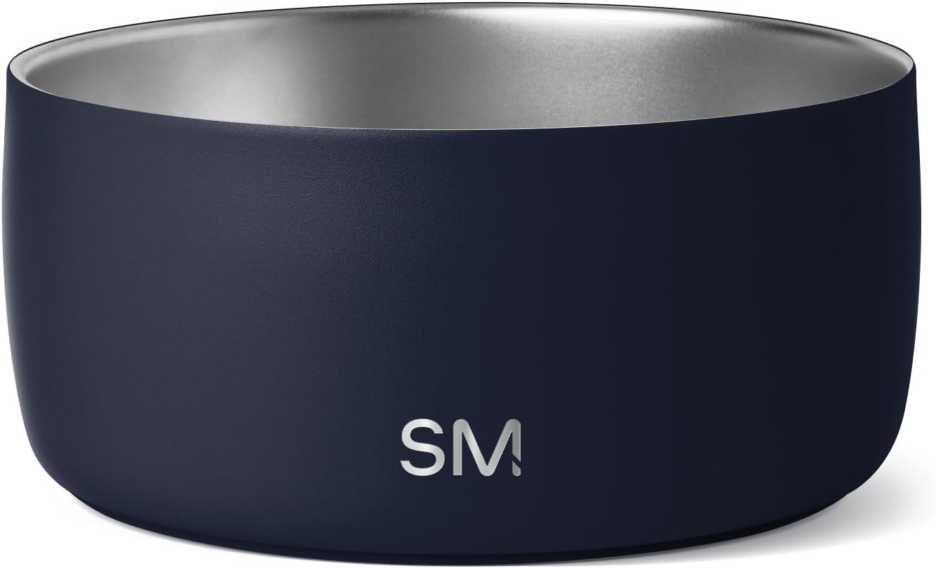 Simple Modern Stainless Steel Pet Water Bowl for Dogs & Cats | Reusable Insulated Stainless Steel Food Bowls for Dog Cat | No Tip No Slip BPA Free | Bentley Collection | Medium (32oz) | Deep Ocean