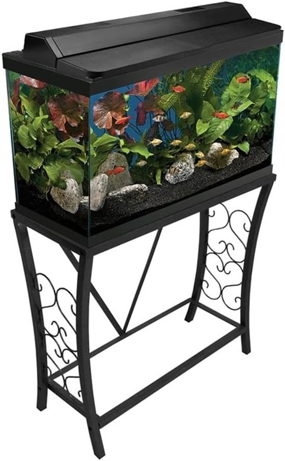MAKLAINE Traditional Steel 29 Gallon Metal Aquarium Stand in Black