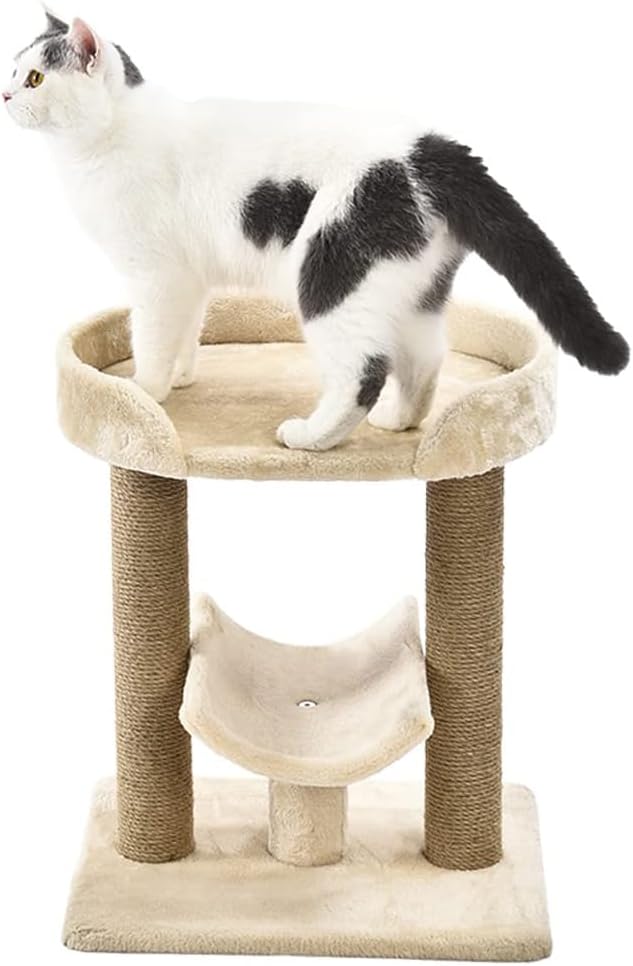 Amazon Basics Multi- Platform Cat Tree with Scratching Post for Indoor Cats up to 25lbs, 18 x 14 x 22 Inches, Beige