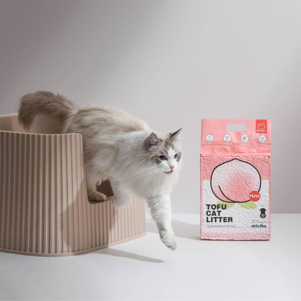 Tofu Cat Litter Natural Clumping Tofu Cat Litter, Fast Clumping and Easily Scoop-able 5.5lb/88oz 5 Scents - Watermelon, 2 Pack