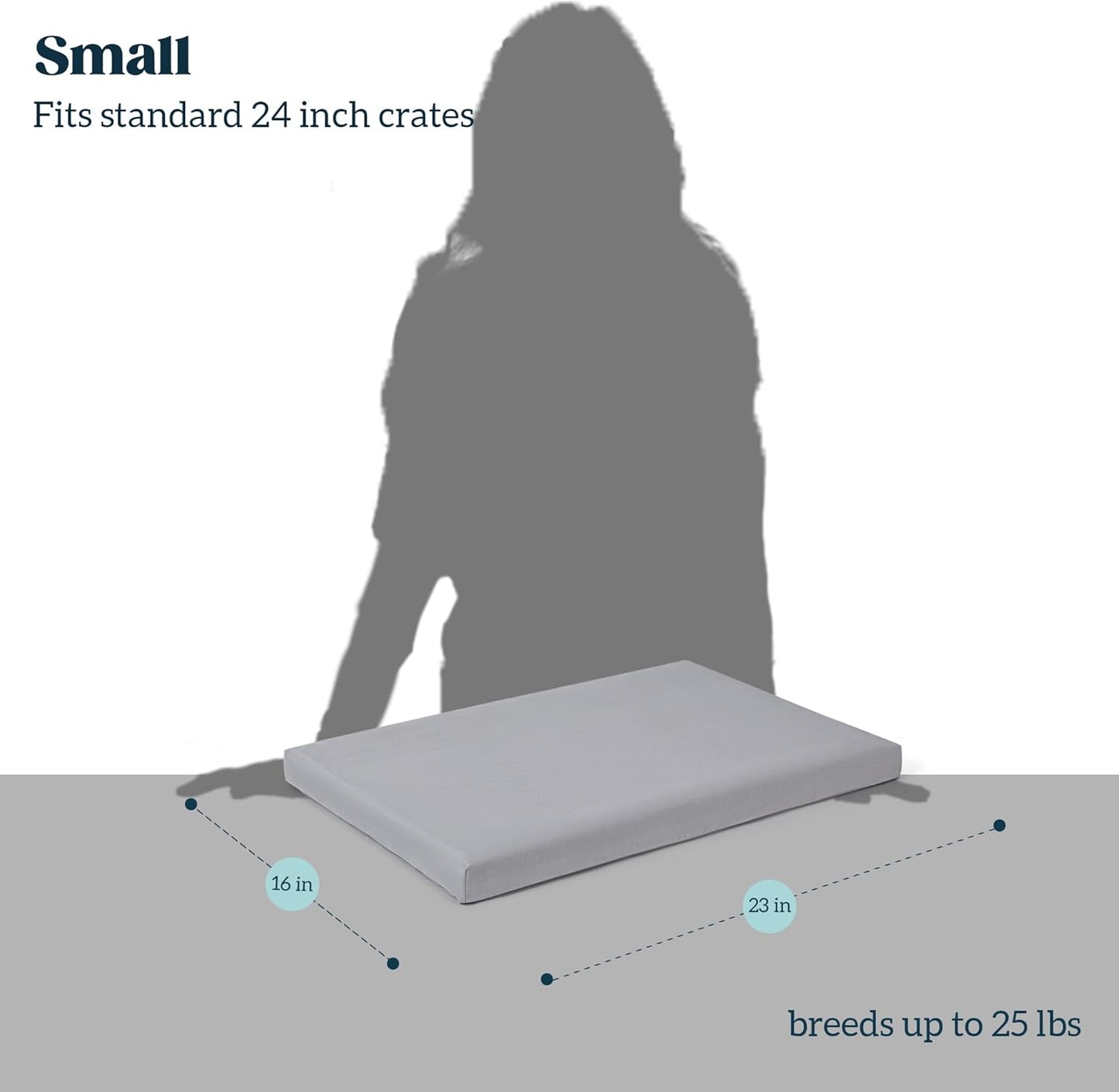 Cybarmour Indestructible Dog Bed - Outdoor Waterproof Chew Proof Dog Crate Pad - Orthopedic Kennel Mat for Aggressive Chewers - Small Breeds & Fits 24-Inch Crate - 23"x16", Limestone