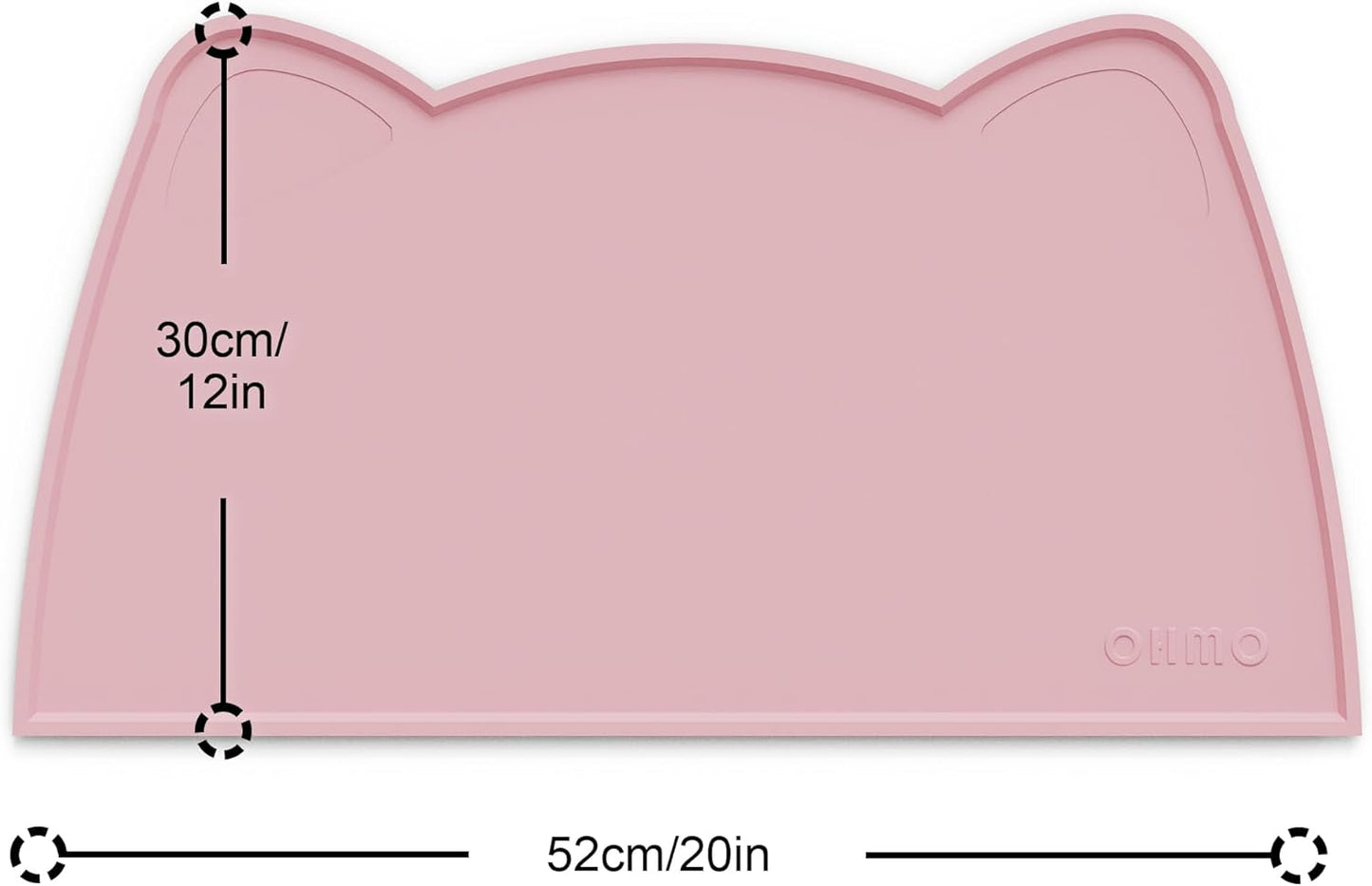 OHMO - Cat Food Mat, Silicone Pet Feeding Mat for Floor Non-Skid Waterproof Dog Water Bowl Tray, Easy to Clean Pet Placemat (Pink, 20 * 12'')