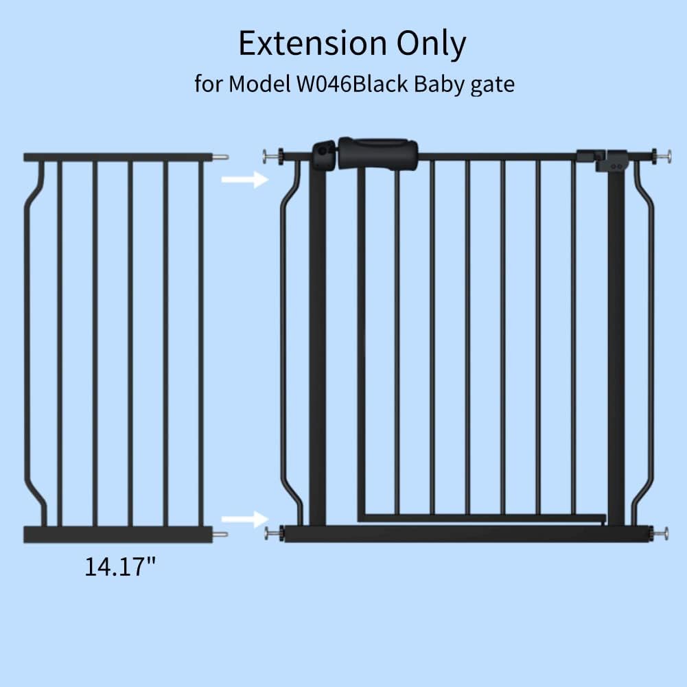 Fairy Baby Safety Gate 14.17 inch Extension for Extra Wide Baby Gate Dog gate Pressure Mounted Walk Through Pet Gate Black