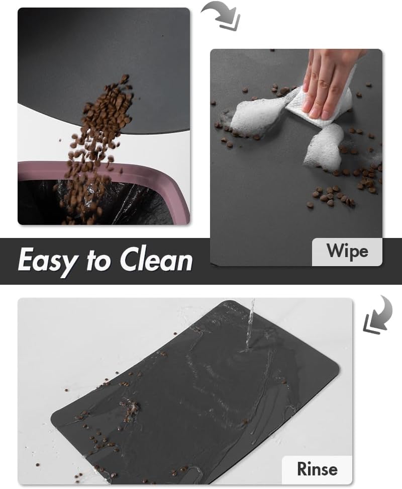 MontVoo-Absorbent Pet Feeding Mat-No Stains Pet Mat for Food and Water Bowl-Quick Dry Cat & Dog Food Mat Water Dispenser Mat-Pet Supplies Mat-Dog Water Bowl Mat for Messy Drinker Dark Grey