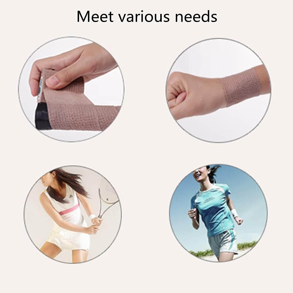 6 Pack 3" x 5 Yards Self Adhesive Bandage Wrap Breathable Cohesive Vet Wrap for Pets, Elastic Self-Adherent Tape for Sports, Wrist, Ankle (Mixed Colors)
