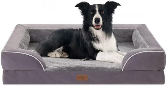 Comfort Expression Large Dog Beds Waterproof Comfy Pet Bed for Dogs Sofa, Orthopedic Foam Dog Beds with Washable Removable Cover & Non-Slip Bottom(Large,Purple)