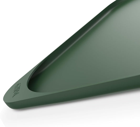 Silicone Pet Feeding Mat with Raised Edge & Residue Collection Pocket for Food and Water, Dog Bowl Mats, Cat Bowls Placemat with High Lip for Floor Waterproof, 22 x 14 x 0.8 Dark Olive