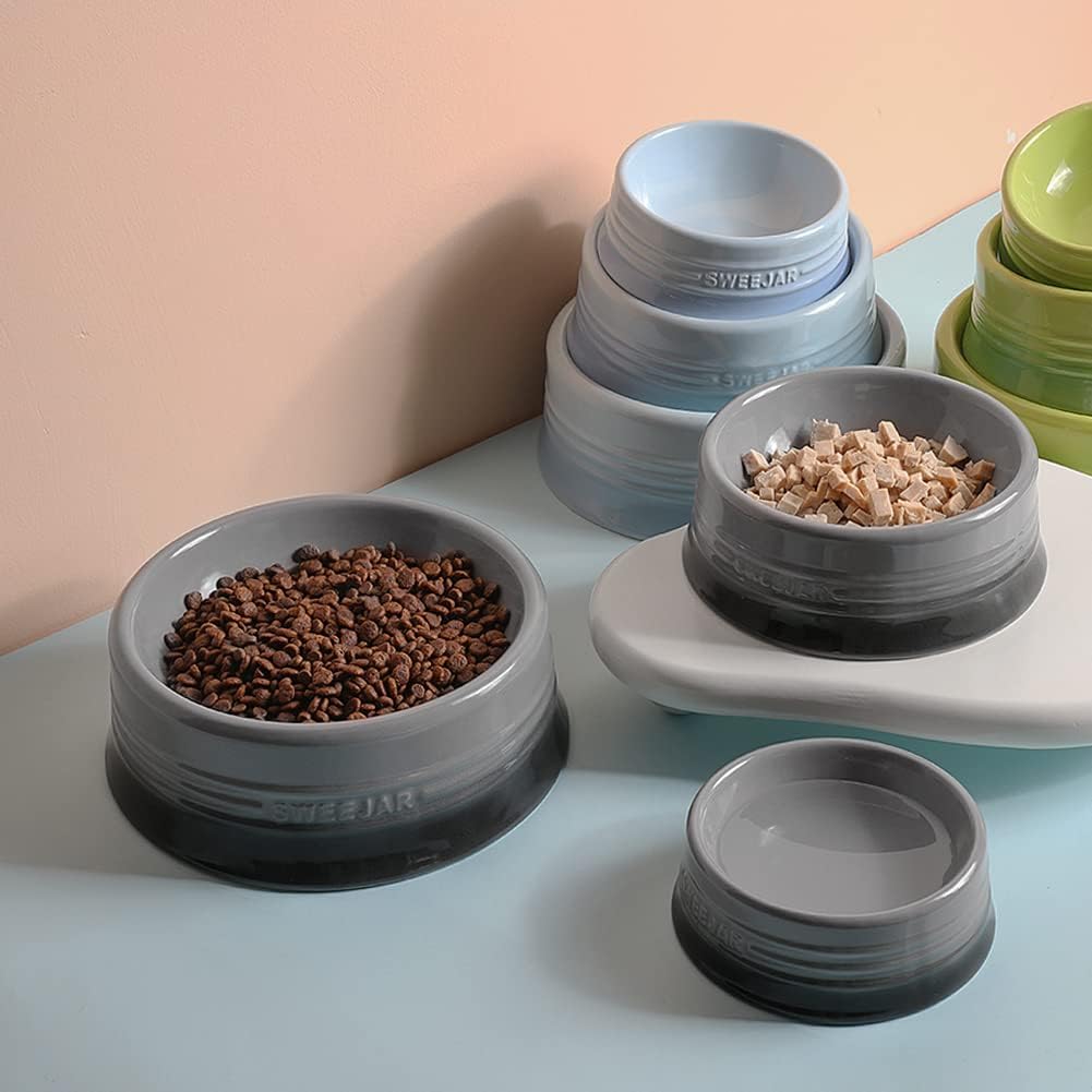 Sweejar Gradient Dog Bowl, Ceramic Dog Food Dish for Medium Dogs and Cat, Porcelain Pet Bowl for Food and Water 18 oz (Gradient Grey)