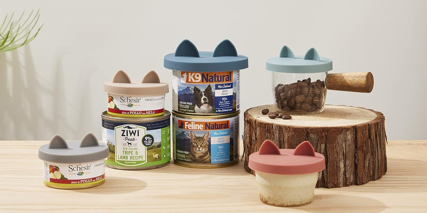 OHMO 2 Pack Cat Food Can Lids, Small Size (3 oz) Silicone Pet Food Can Lids Covers for 3 oz Cat Food Cans, Pink