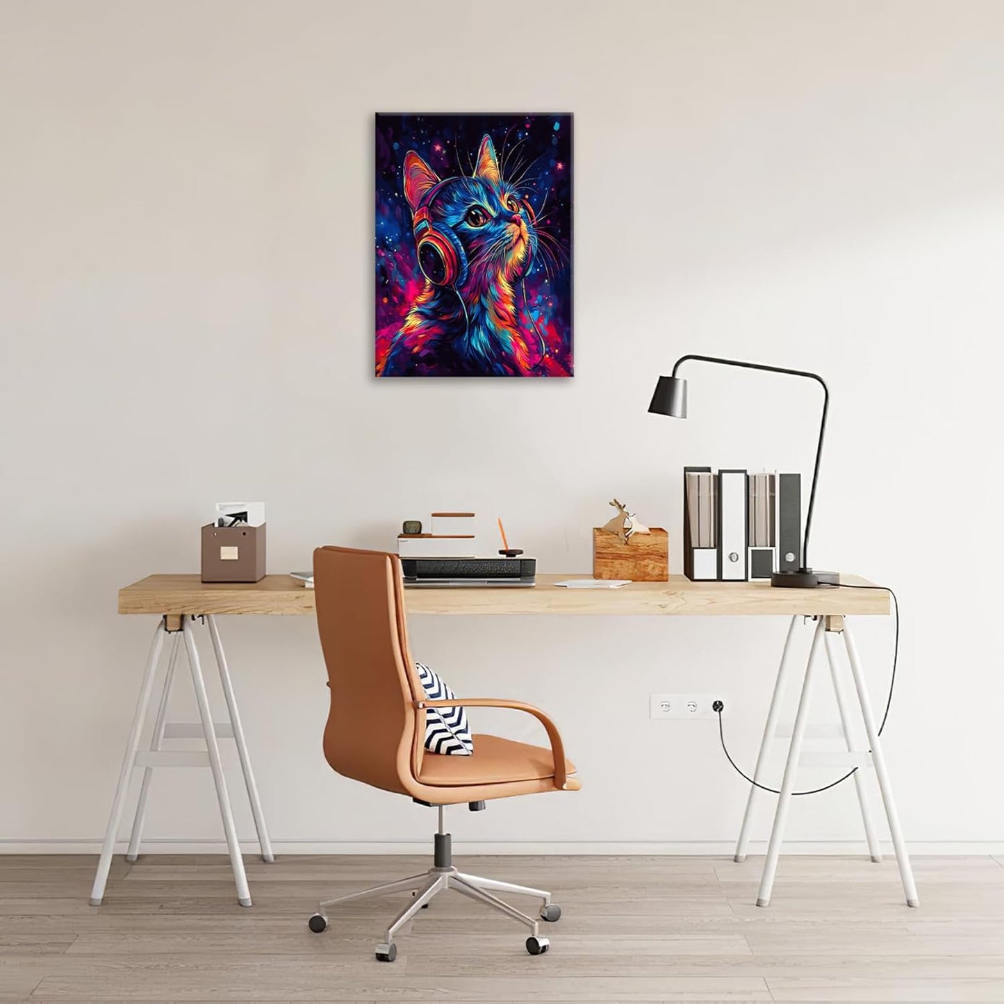 Cat Wall Art Canvas Fantastic Animal Wall Decor Prints Framed Painting Colorful Pictures Gifts Artwork for Bathroom Living Dining Kitchen 16"x20"