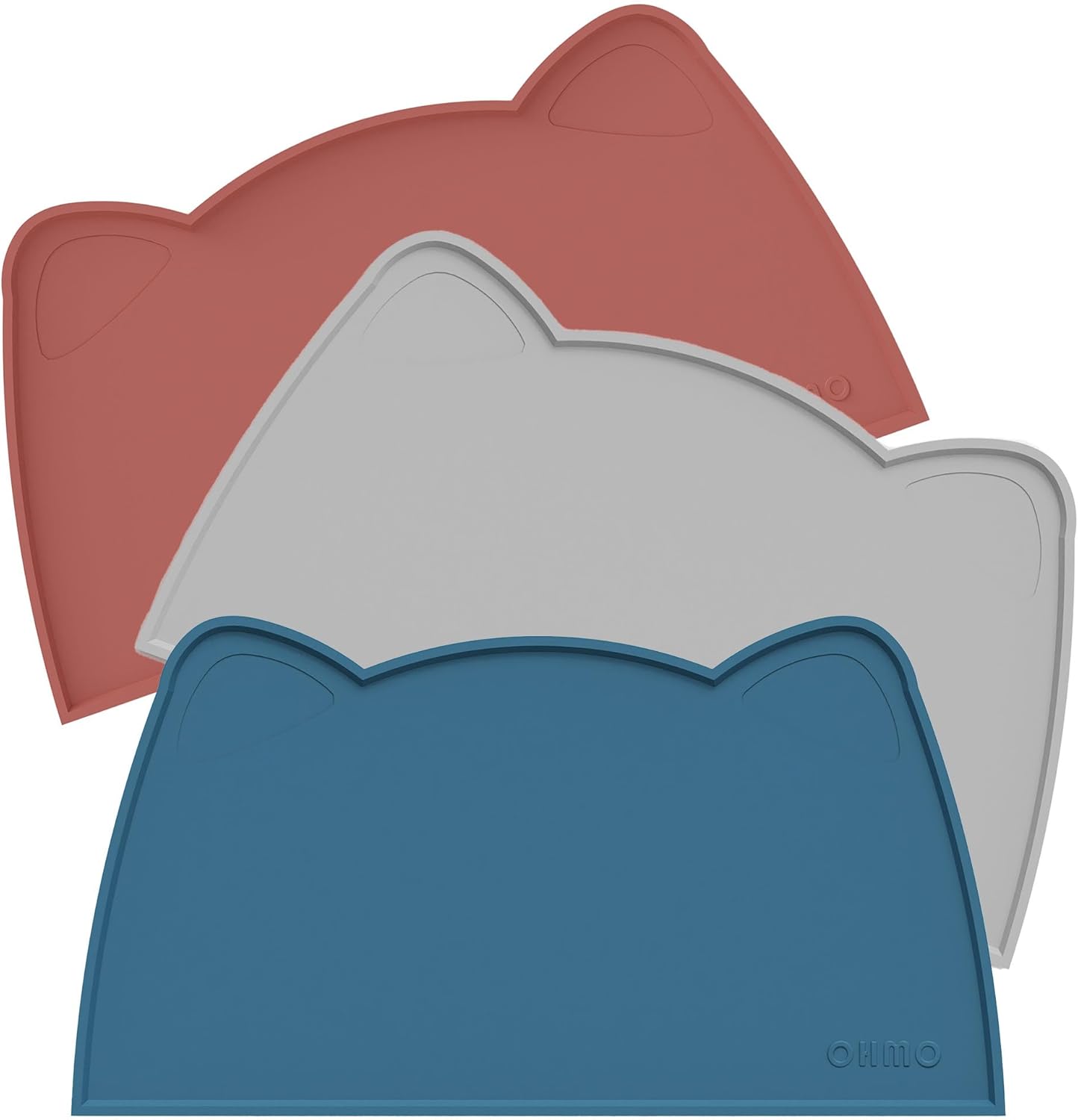 OHMO - Cat Food Mat, Silicone Pet Feeding Mat for Floor Non-Skid Waterproof Dog Water Bowl Tray, Easy to Clean Pet Placemat (Teal, 18 * 9.8'')