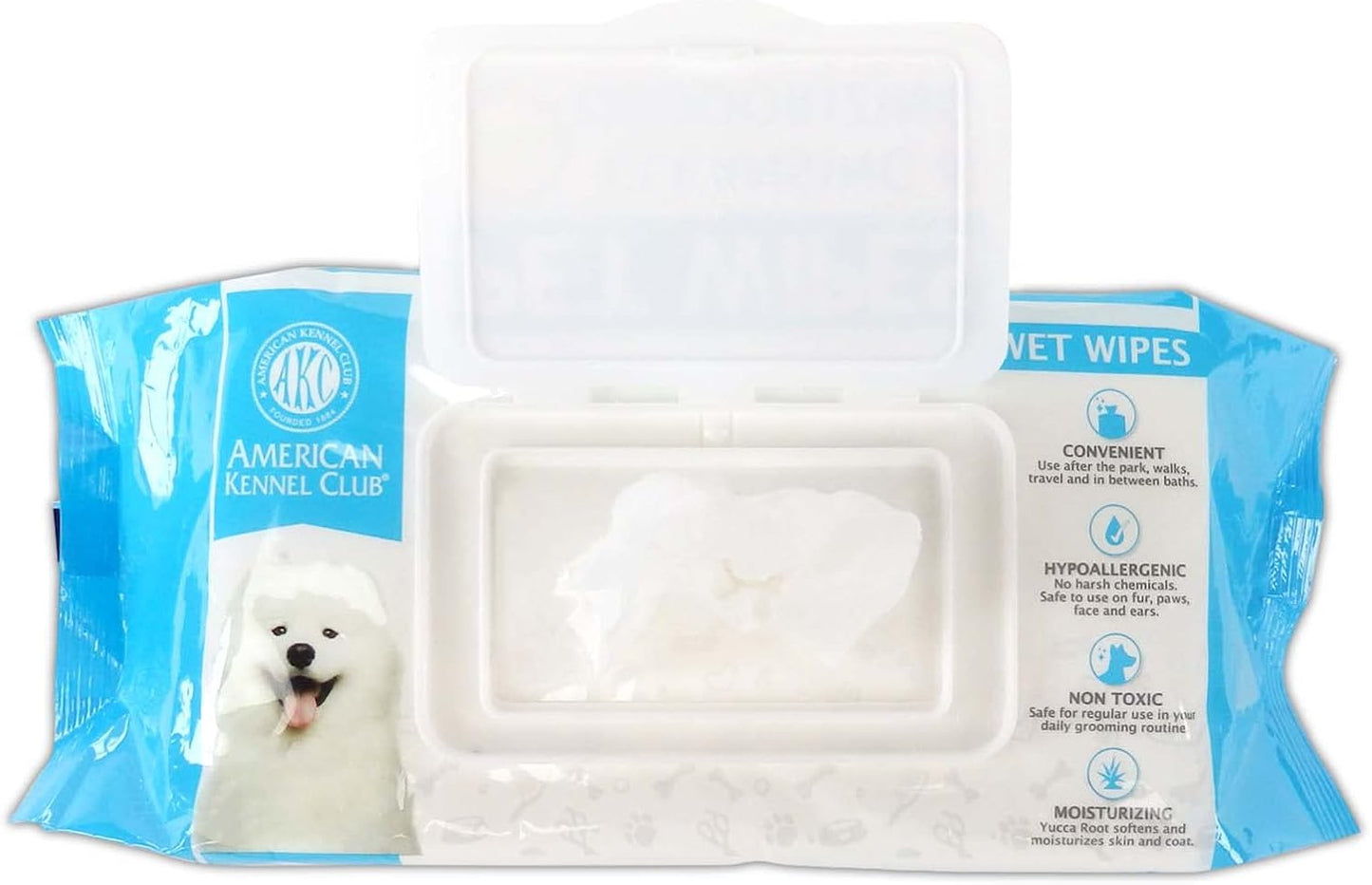 AKC Dog Wipes for Cleansing & Deodorizing Great for Face, Ears, Paws, Body, & Butt - Lavender Scented - 100pk