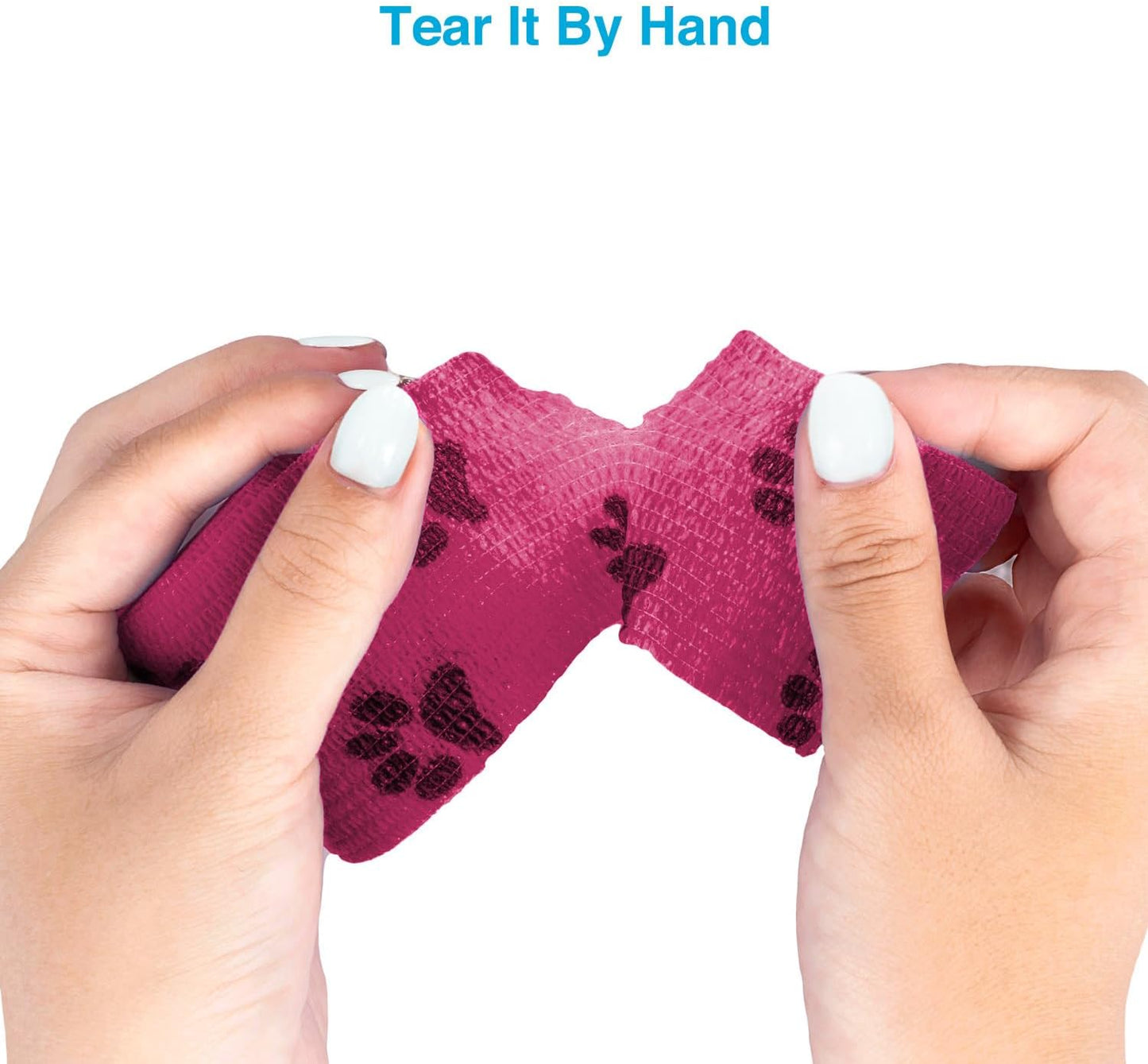WePet Pet Wrap, Self-Adhesive, Only Sticks to Itself, Non-Woven Tape for Dog Legs, Paws, Wounds, First Aid Cohesive Gauze for Horse, Cat, Bird, Animal, 6 Rolls, 2 Inch, Pawprints B