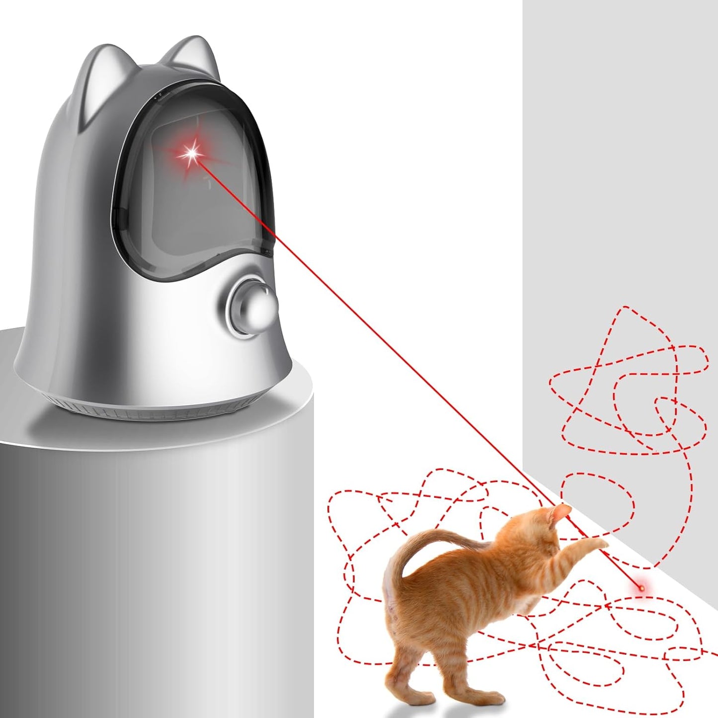 Cat Laser Toys for Indoor Cats, Random Trajectory Laser Cat Toy, Interactive Cat Toys for Bored Indoor Adult Cats/Kittens/Dogs (Silver)