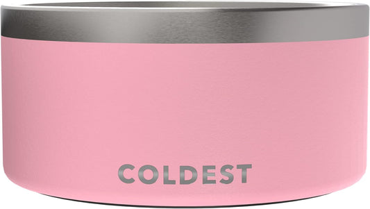 Coldest Dog Bowl - Anti Rust Metal, Non Slip, 3 Layers Insulated Stainless Steel Dog Bowls - Spill Proof & Heavy Duty - Water Bowl for Dogs, Cats & Pets, Dish Washer Safe (200 oz, Cotton Candy Pink)