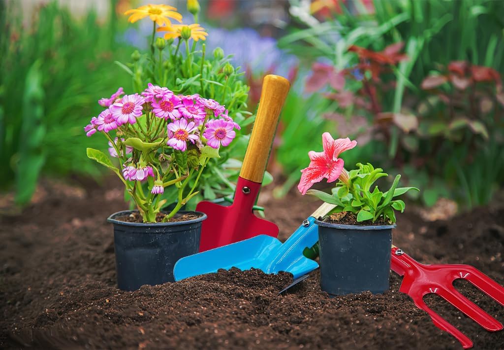 IELEK Gardening Tools Trowel, Rake, Shovel, Spoon, Fork for Gardening Tools Best Outdoor Easter Gift