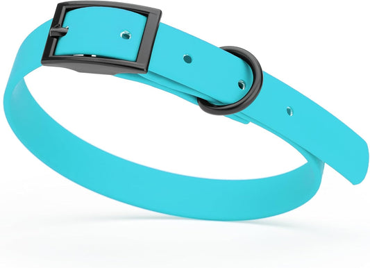 Dogline Biothane Waterproof Dog Collar Strong Coated Nylon Webbing with Black Hardware Odor- Proof for Easy Care Easy to Clean High Performance Fits Small Medium or Large Dogs, Sky Blue
