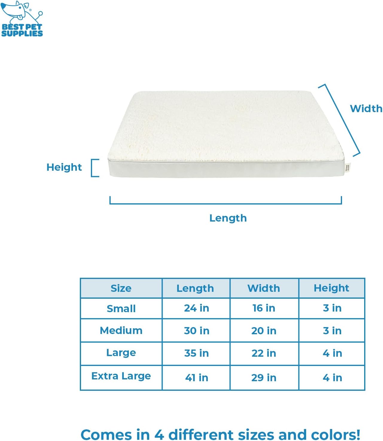 Best Pet Supplies Cute Dog Crate Mat Flat Bed with Waterproof Exterior, Thick Orthopedic Egg Foam Mattress, and Soft Sherpa Fleece Cover for Small, Medium, and Large Breeds - Beige, 35X22X4