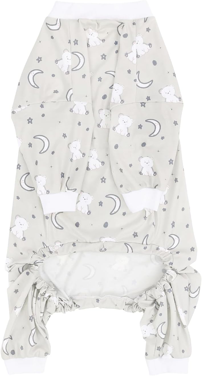 HDE Dog Pajamas One Piece Jammies Jumpsuit Pet Clothes Outfit Stretchy Lightweight Comfy Shirt Pjs for M-3XL Dogs Goodnight Polar Bears - 2XL