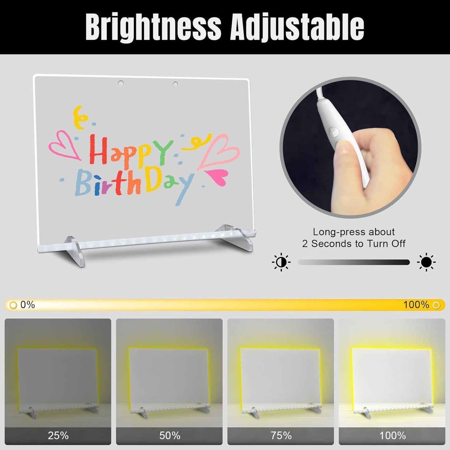 LED Note Board with Highlighters 2 Sets,Doodle Glow Drawing Board,13.7"X10" 6 Modes & 8 Colors, Led Drawing Board for Kids,Gift for Kids Ages 3+,Led Writing Board for Home/Office/Decor