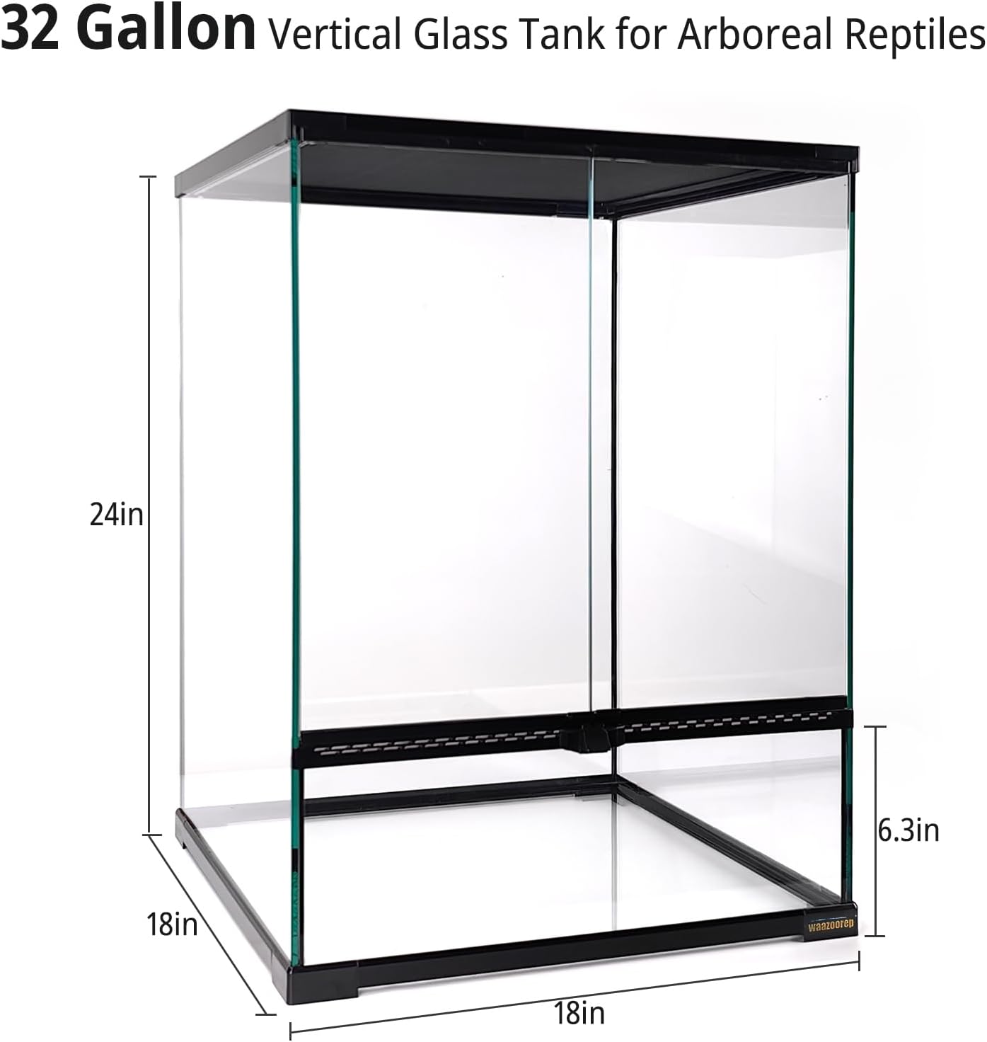30 Gallon Tall Reptile Glass Tank Terrarium 18"x18"x24" Large Habitat Enclosure for Gecko,Lizard,Chameleon,Frog,Snake,No Install Needed and Come with Tank Background